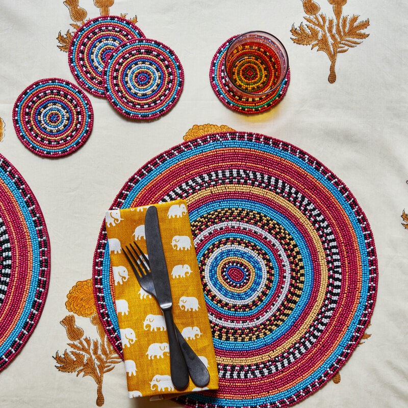 Maasai multi beaded placemat