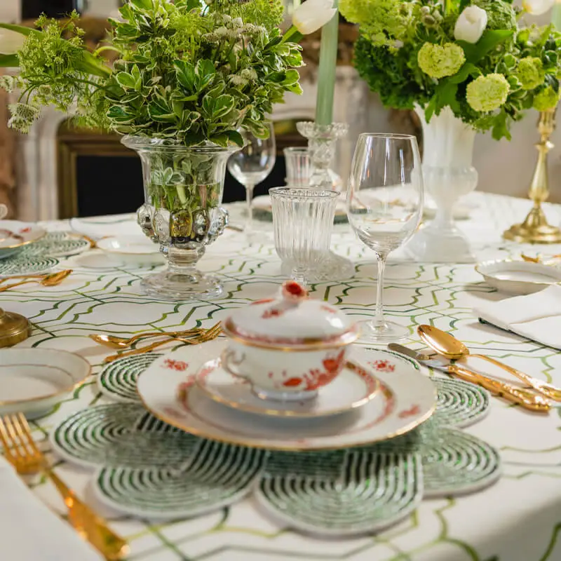 Stripes and solids lacquer placemat white turquoise